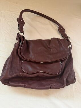 b. makowsky Burgundy Leather Shoulder Bag